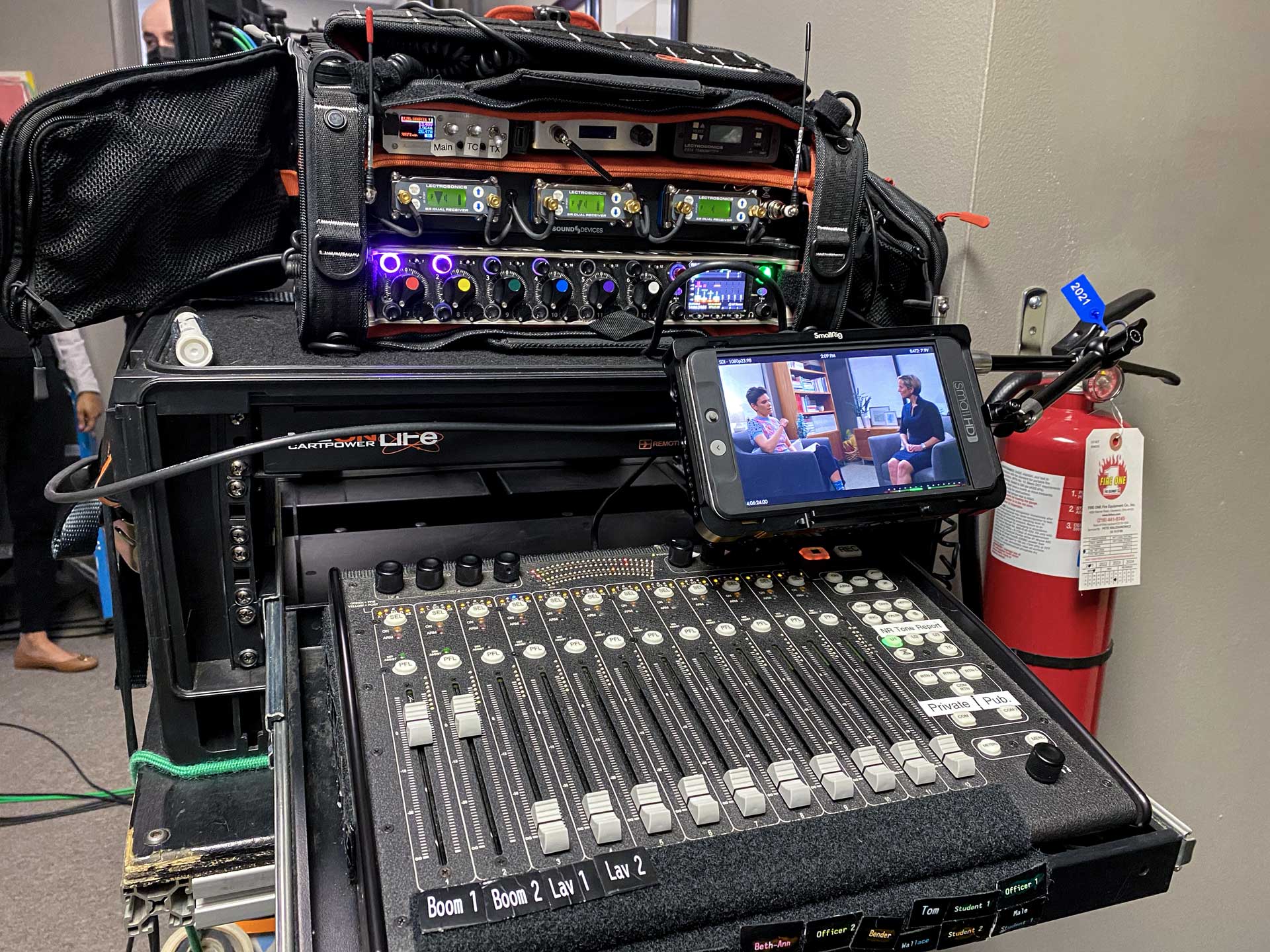 Professional film sound cart setup