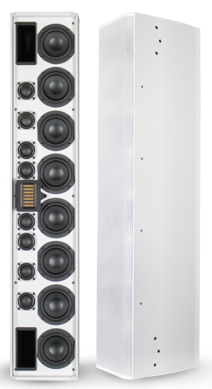 SoundTube Entertainment LA880i-II front and angled with grille