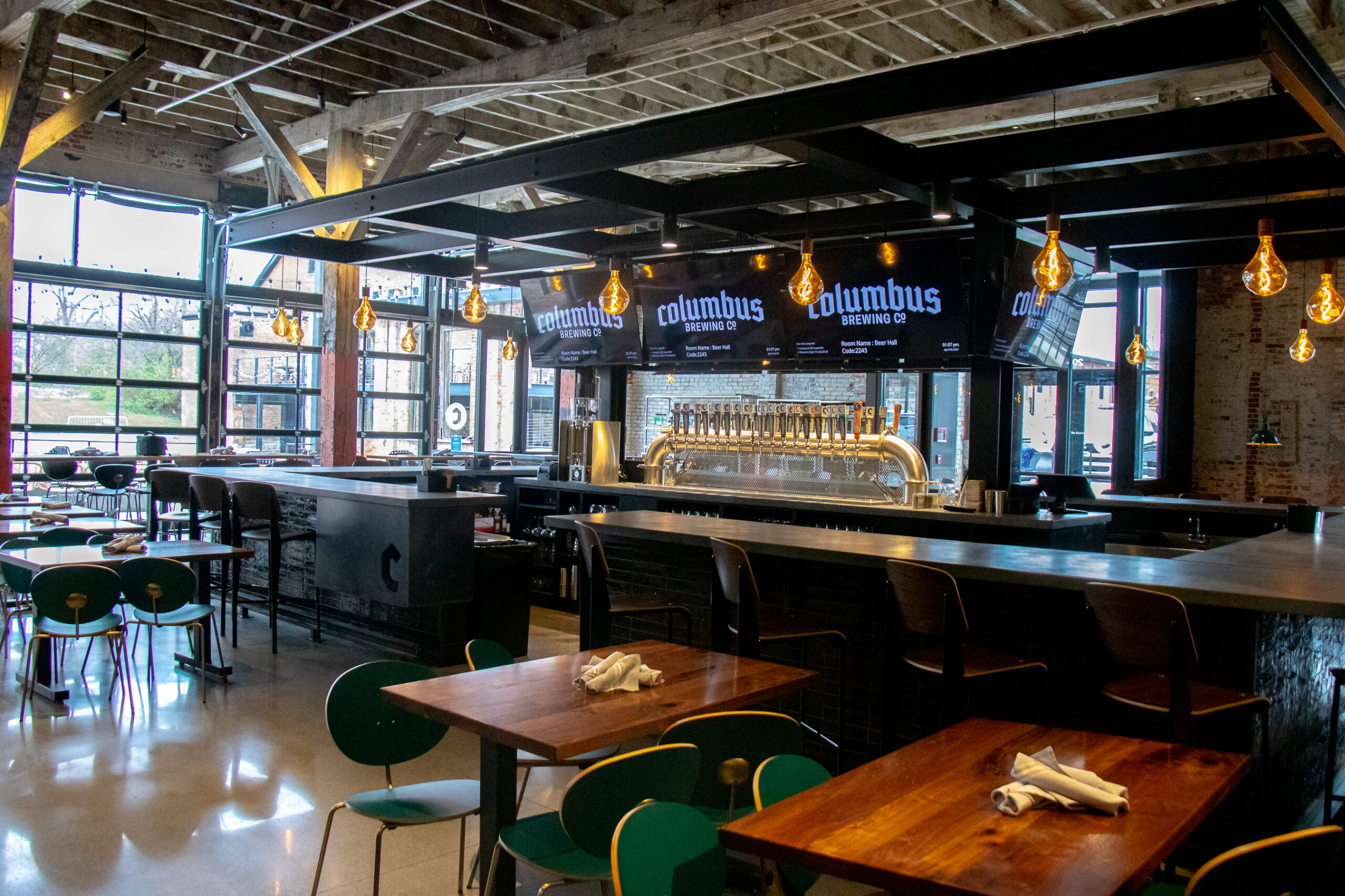 Columbus Brewing Company Beer Hall Integrates Modern Technology and