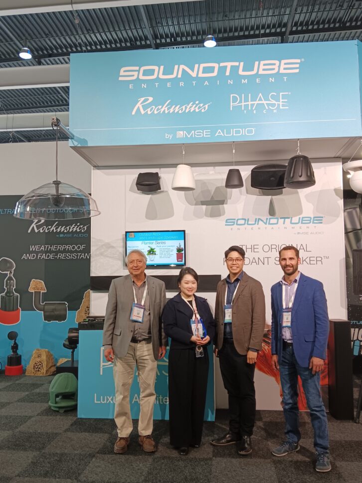 Ken Hecht, VP at SoundTube with Lam Tzetze and Yong Siong of Electro-Acoustics Systems Singapore and Shannon Humphrey, president of SoundTube 