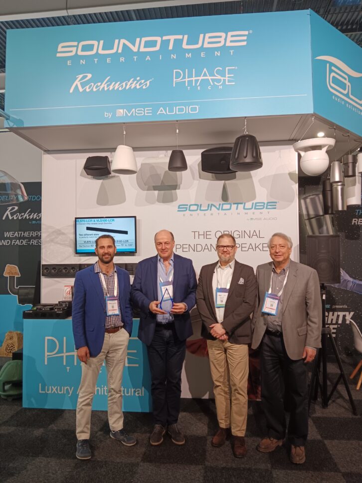 Ken Hecht, VP at SoundTube with Christian Bouchard and Claus Frostell of Erikson Commercial Canada, and Shannon Humphrey, president of SoundTube 