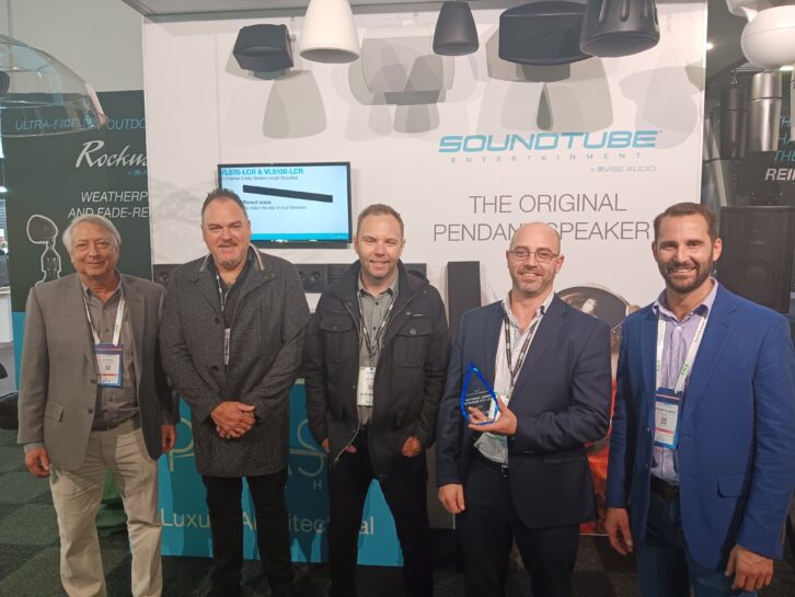 Ken Hecht, VP at SoundTube with Shane Bailey, James Piper and Brad Kivela of National Audio Systems Australia and Shannon Humphrey, president of SoundTube 