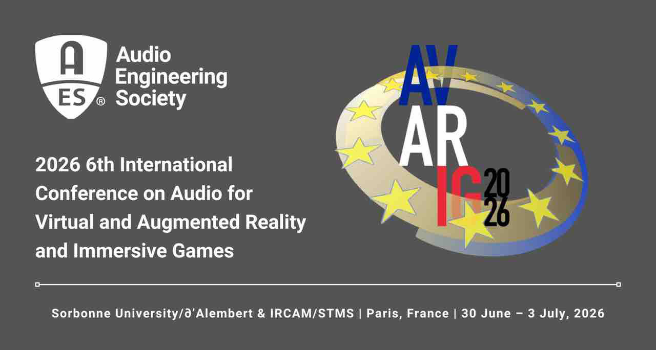 AES announces the International Conference on Audio for Virtual and Augmented Reality and Immersive Games (AVARIG2026)