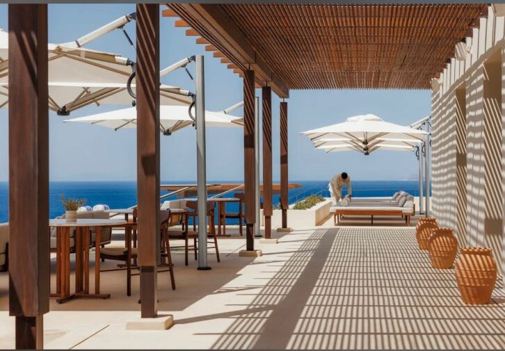 One and Only Kea Island Resort Pool Deck and Lounge Area